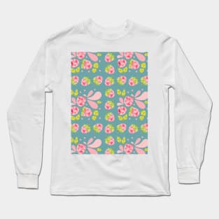 Raspberry Boom Seamless Surface Pattern Design Long Sleeve T-Shirt